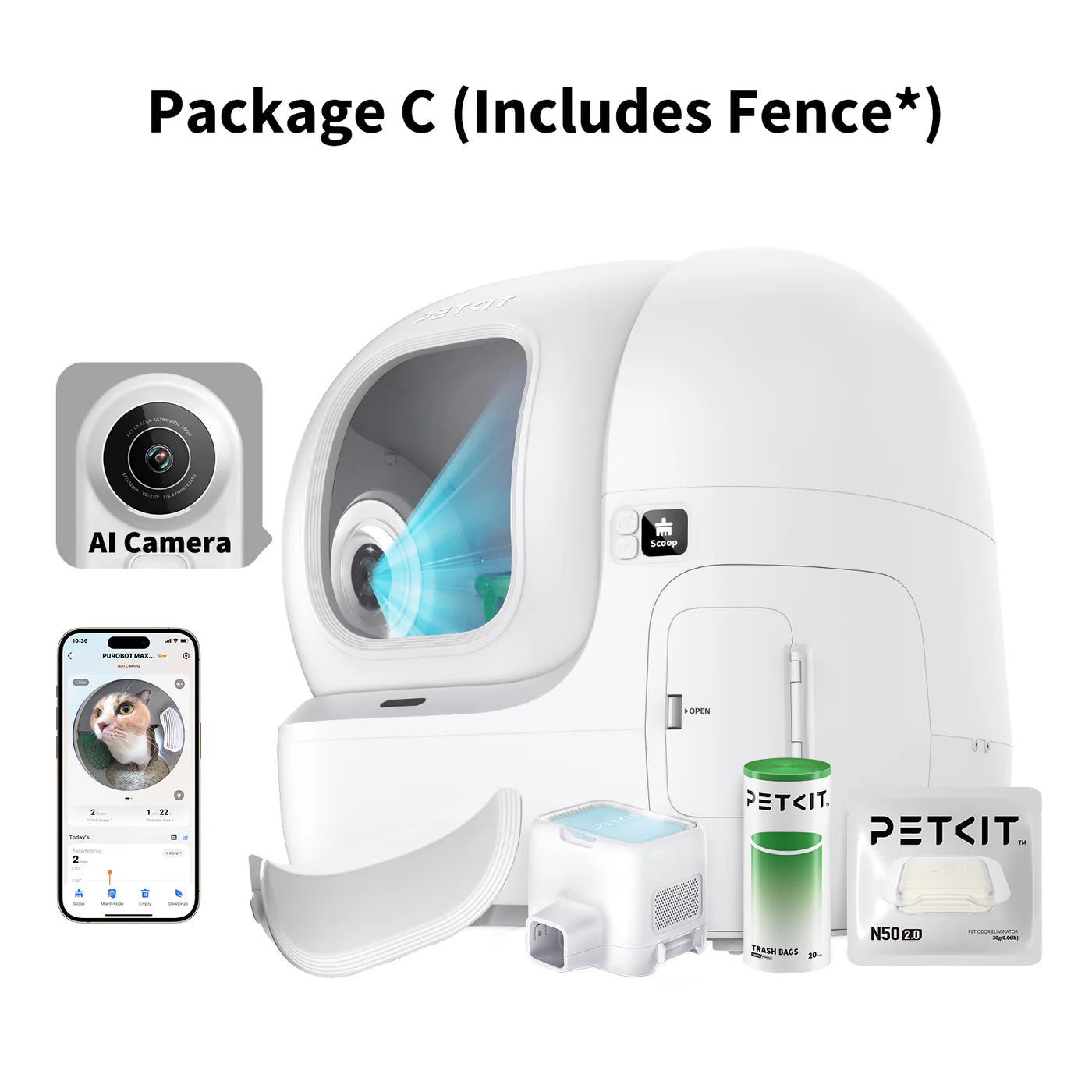 PETKIT PUROBOT MAX Pro Automatic Cat Litter Box – White