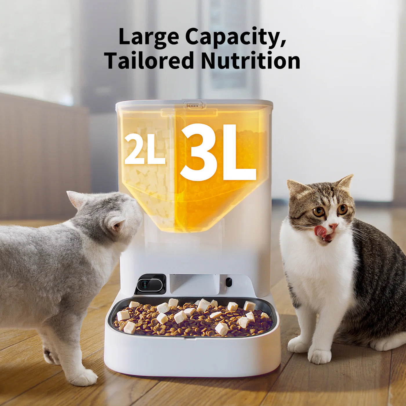 PETKIT YumShare Dual-Hopper Feeder with Camera (P591) – 2+3L, White