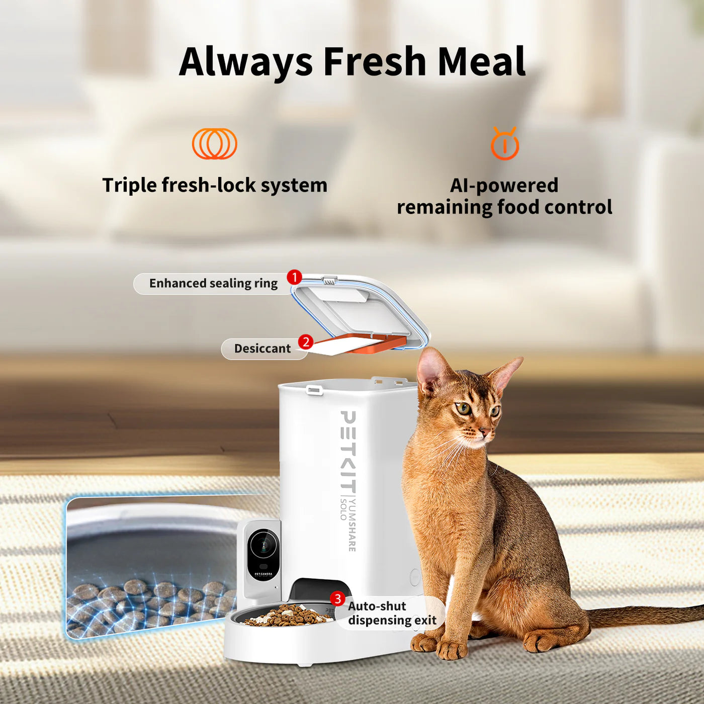 PETKIT YumShare Solo Smart Feeder with Camera (P571) – 3L, White